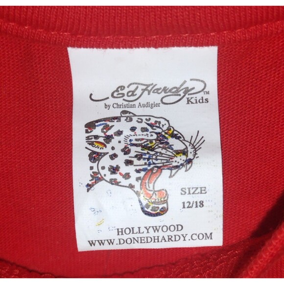 Ed Hardy Kids T-shirt Sz. 12-18 Months Eagle Lightning Bolt Red RARE New w/ Tags - Picture 3 of 6